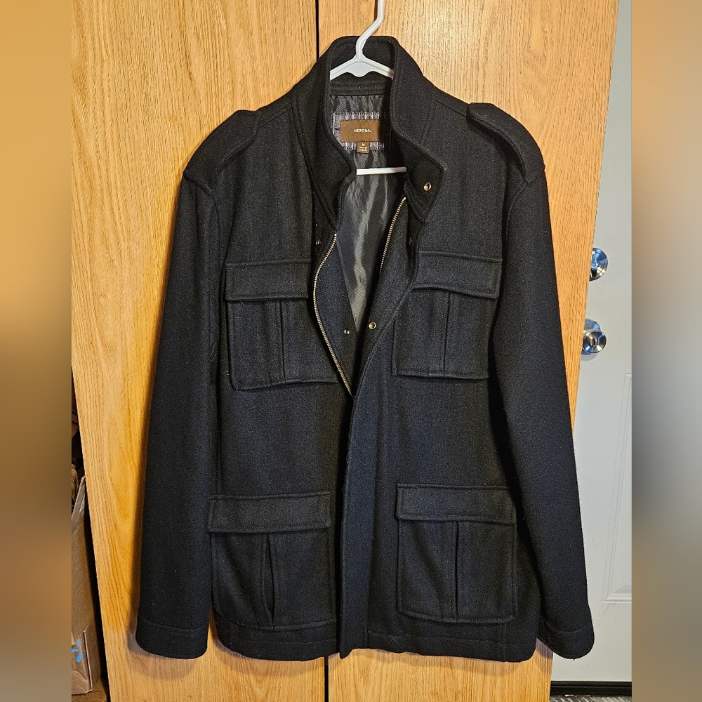 Merona Black Wool Blend Miltary Field Jacket